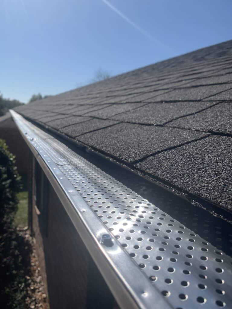 gutter guards on a roof.